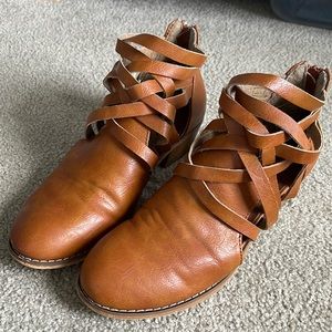 Cognac Strappy Bootie size 7